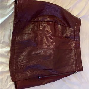 Burgundy leather skirt